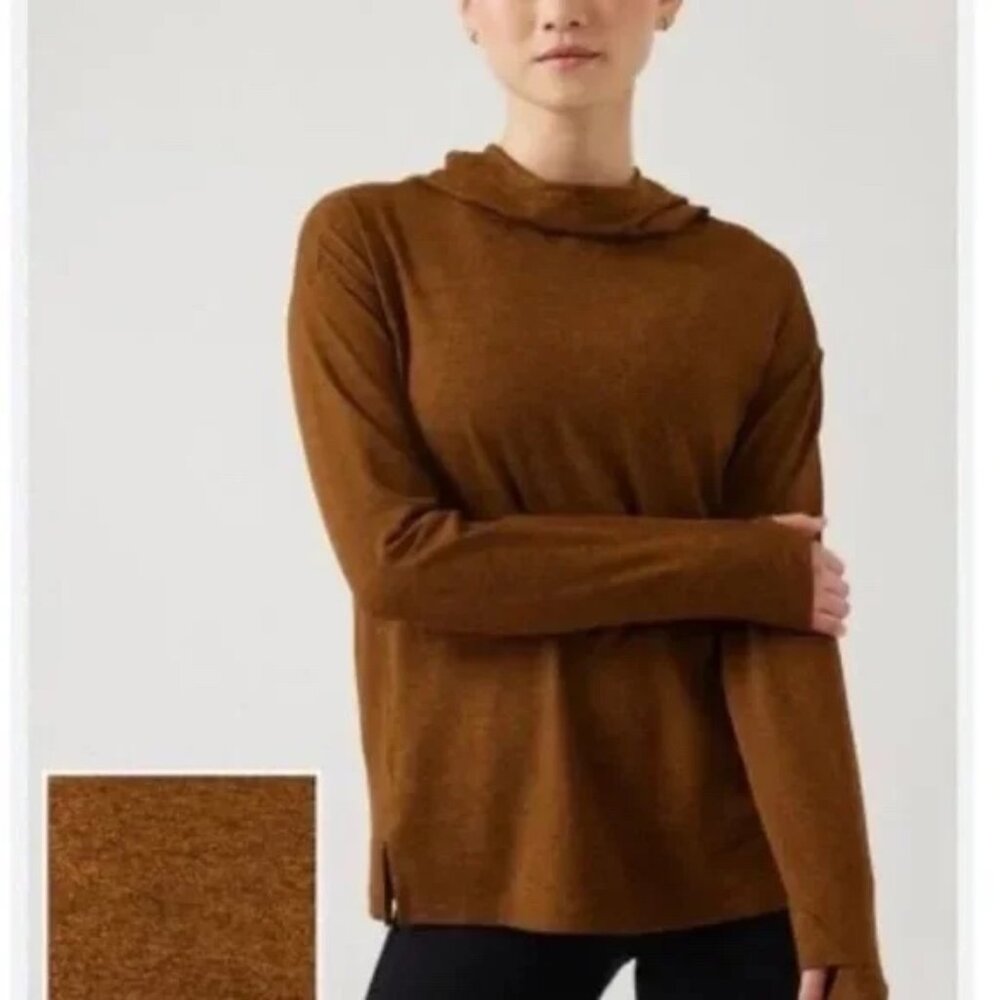 Athleta Uptemo II Hoodie Sweatshirt Long Sleeves Thumbholes Tee Size XXS EUC